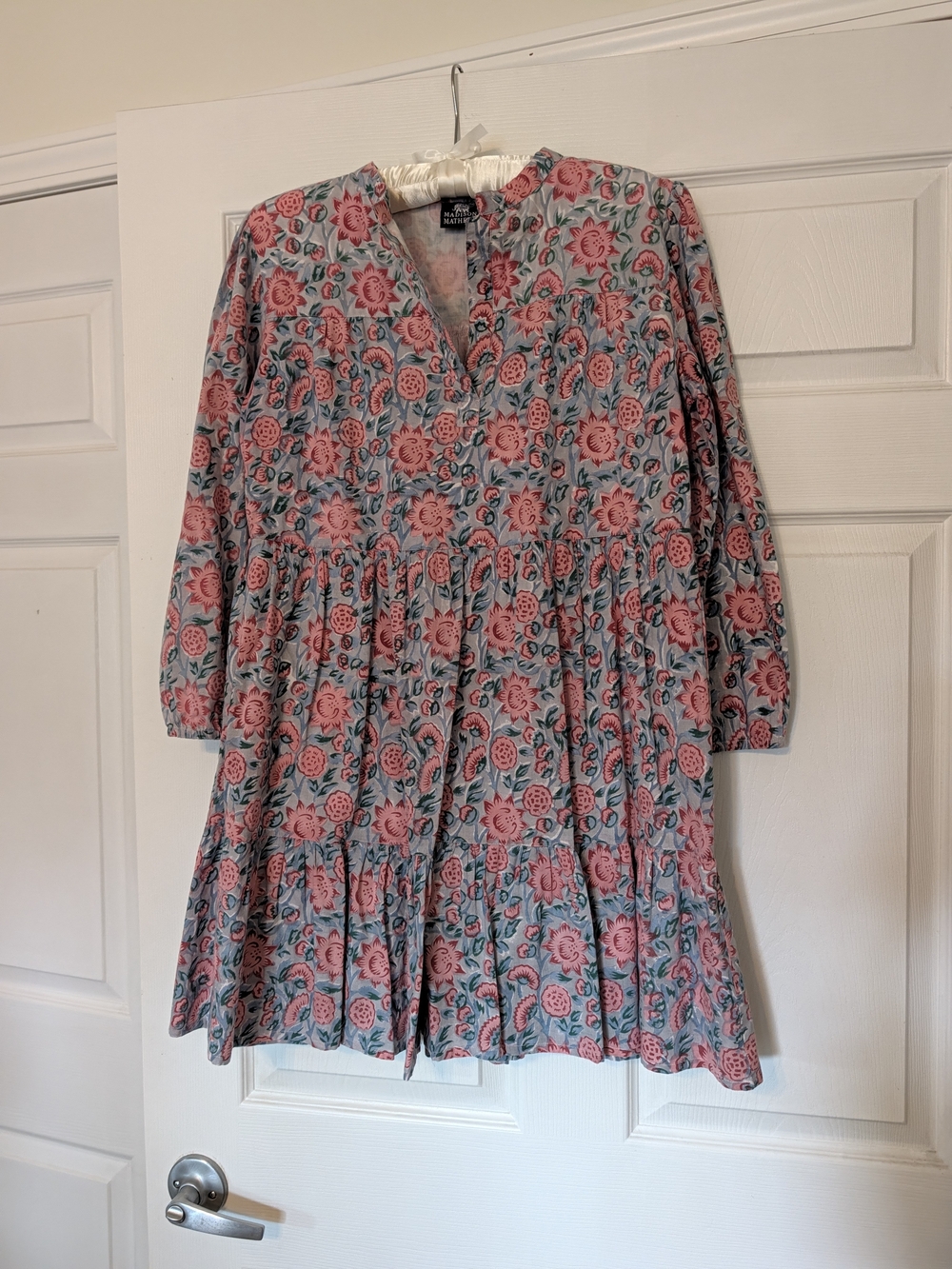 Women's Pink Floral Tiered Mini Dress